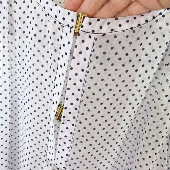 Bisou Bisou Shirt Womens Size M Polka Dot Black/White Sleeveless Elastic Hem - Picture 4 of 11